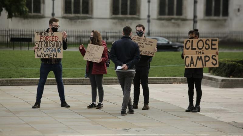 A pro-Uyghur protest in London, England