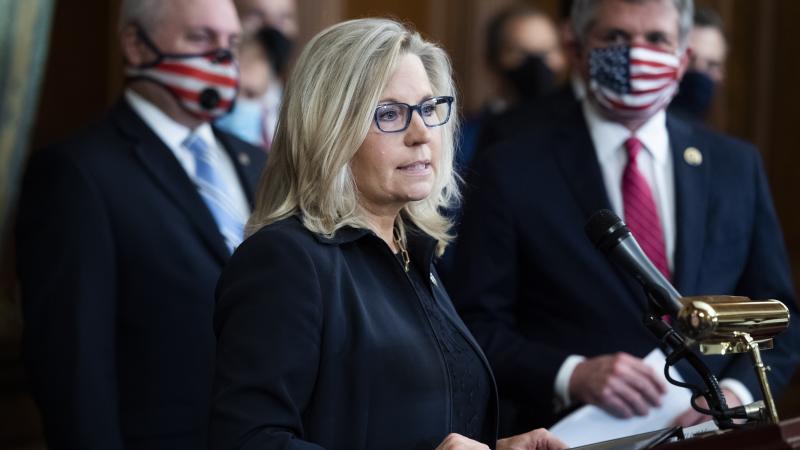 Republican Conference Chair Liz Cheney, R-Wyo., conducts a news conference on the China Task Force report in the Capitols Rayburn Room on Wednesday, September 30, 2020.