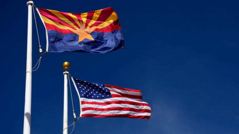 Arizona state flag and American flag in 2017