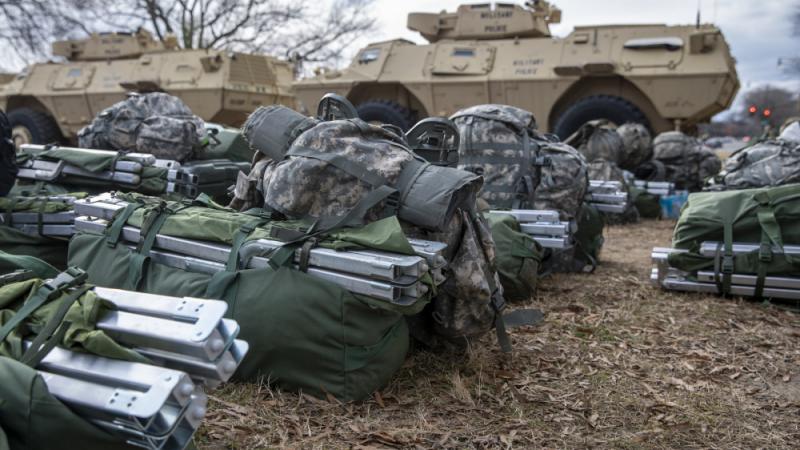 Cots and sleeping pads for National Guard troops in Washington, D.C.
