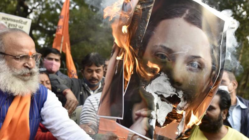 New Delhi protestors on Feb. 4 burn image of Greta Thunberg