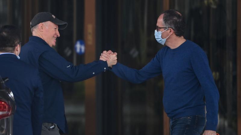 Members of the WHO team investigating the origins of COVID-19, Feb. 10