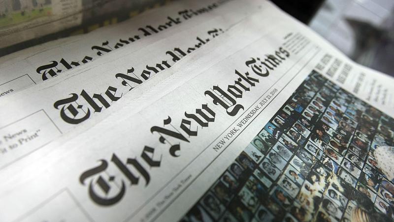 Copies of New York Times in 2008