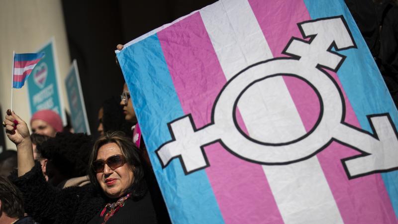 L.G.B.T. activists and their supporters rally in support of transgender people on the steps of New York City Hall, October 24, 2018 in New York City.