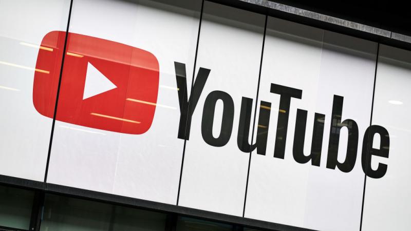 YouTube logo outside YouTube Space studios in London in 2019