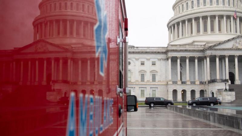 Ambulance outside the Capitol on March 23, 2020