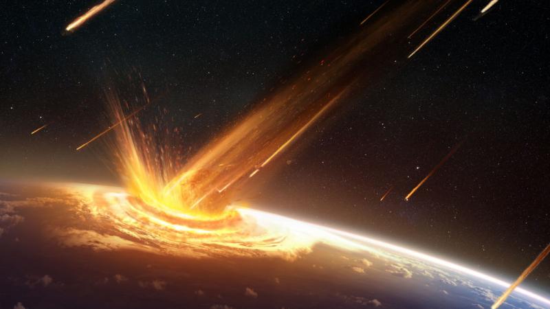 Artist rendition of an asteroid bombardment