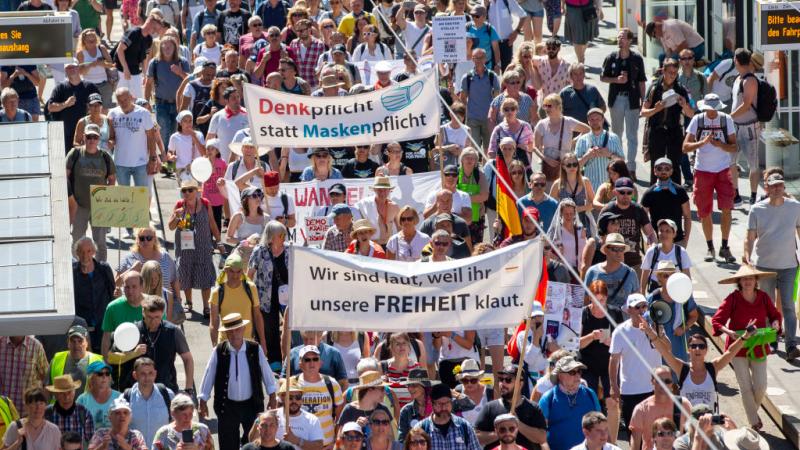 German anti-lockdown protesters, Aug. 2020