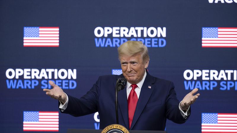 US President Donald Trump speaks at the Operation Warp Speed Vaccine Summit on December 08, 2020 in Washington, DC.