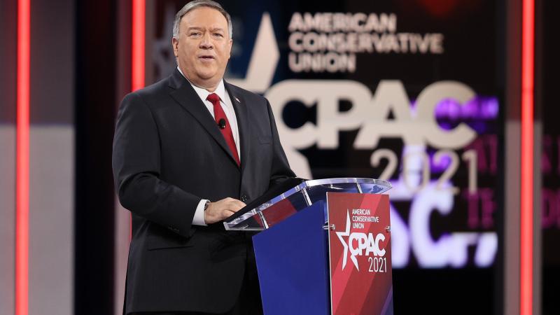 Former U.S. Secretary of State Mike Pompeo addresses the Conservative Political Action Conference held in the Hyatt Regency on February 27, 2021 in Orlando, Florida.