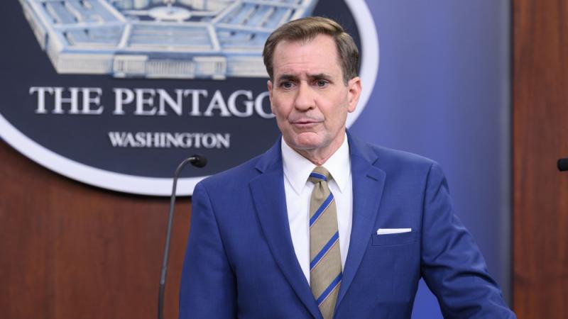 Pentagon Press Secretary John Kirby holds a press briefing