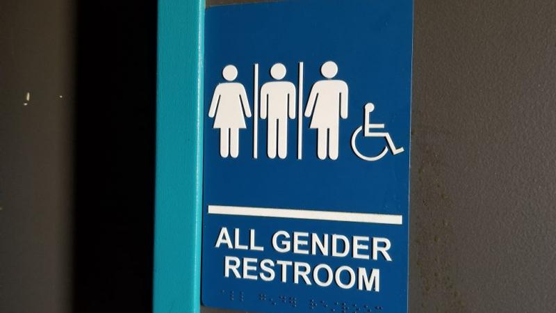 Restroom sign in California in 2019