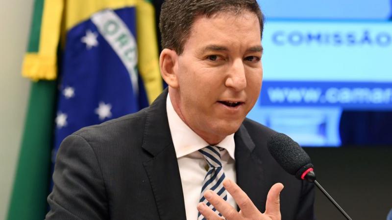 Glenn Greenwald at  a hearing at the Lower House's Human Rights Commission in Brasilia, Brazil