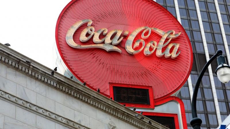 Coca-Cola signage atop the Olympia Building downtown in Atlanta, Georgi
