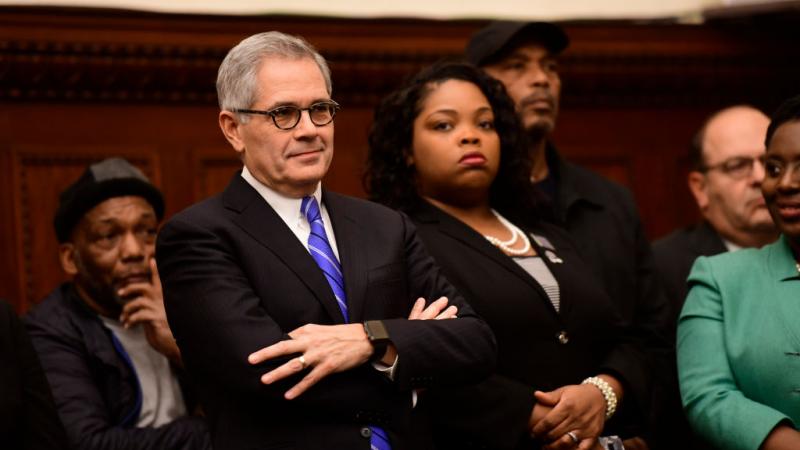 Philadelphia District Attorney Larry Krasner and Danielle Outlaw Philadelphia's first black female police commissioner.