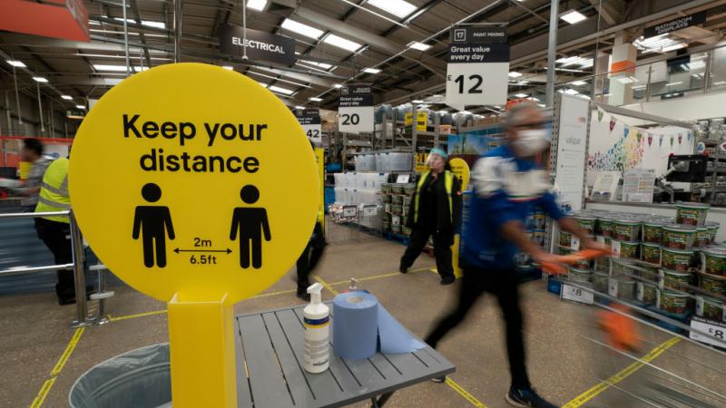 Social distancing signage in the United Kingdom