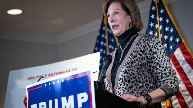 Attorney Sidney Powell speaks at the RNC headquarters in Washington, D.C., on Nov. 19, 2020.