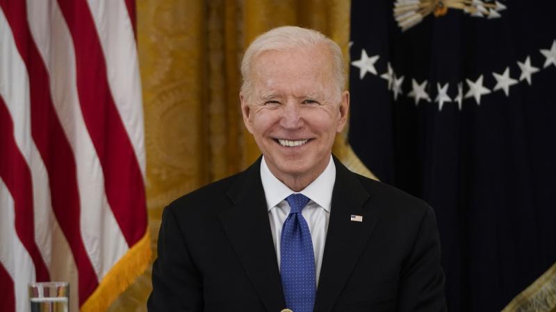 U.S. President Joe Biden speaks briefly to the press at the start of a cabinet meeting in the East Room of the White House on April 1, 2021 in Washington, DC.