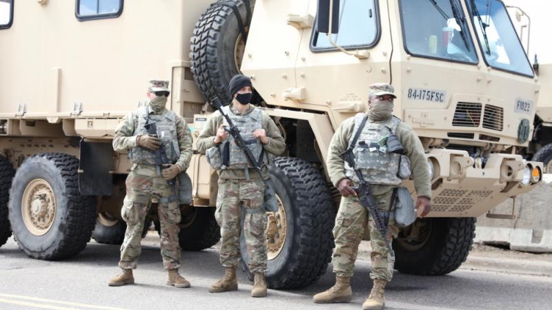 Soldiers from the Minnesota National Guard in St. Paul, Minnesota