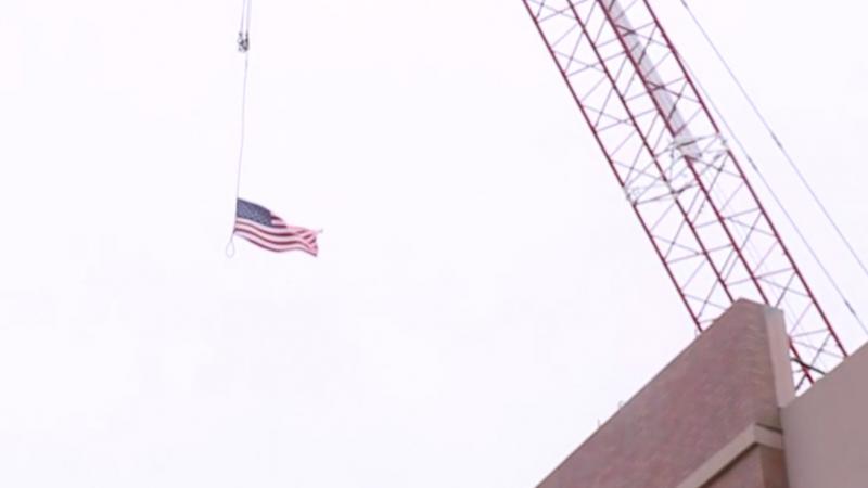 Memorial Day display on construction crane mistaken for noose
