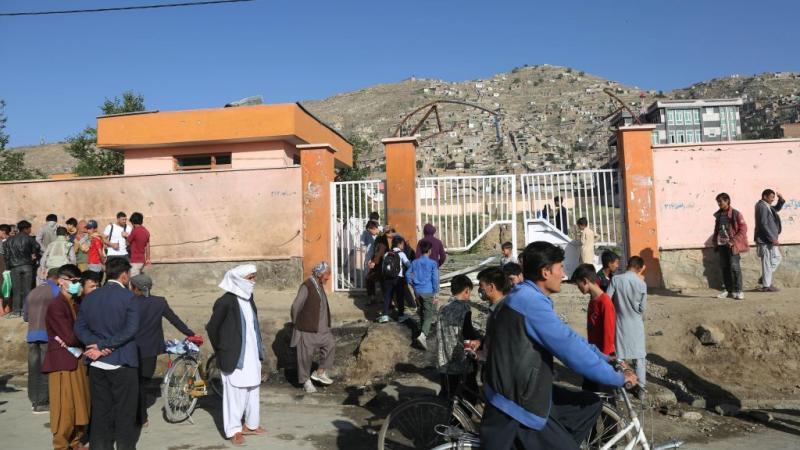 Photo on May 9, 2021 at site of car bomb attack in Kabul, Afghanistan