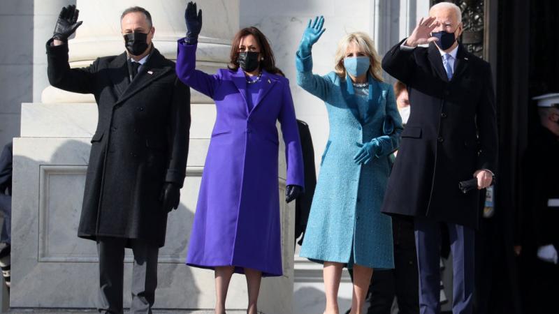 Doug Emhoff, Kamala Harris, Jill Biden and Joe Biden on January 20, 2021