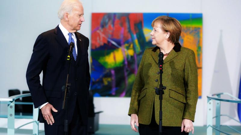 Joe Biden and German Chancellor Angela Merkel