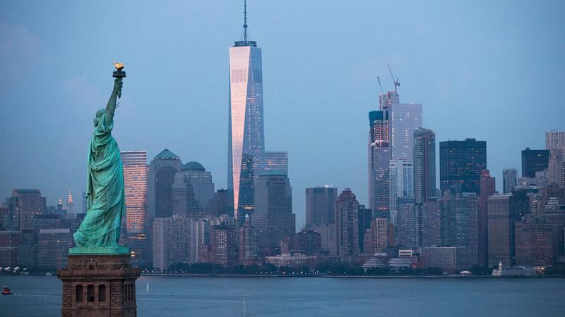 Statue of Liberty and Lower Manhattan in September 2016