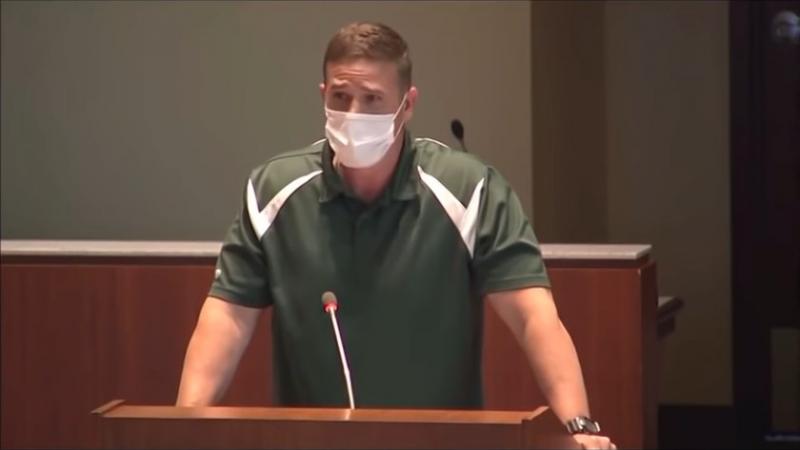 Loudoun County gym teacher Byron Tanner Cross testifies against proposed transgender policy