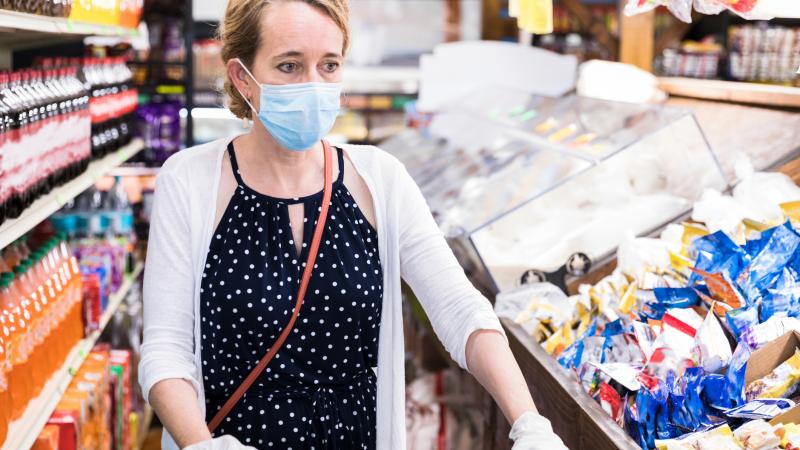 Woman shops in U.S. Grocery store