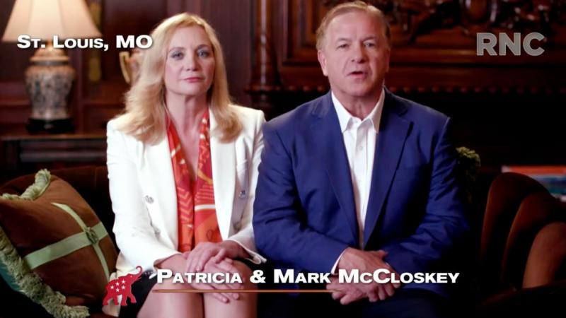 Patricia and Mark McCloskey in screenshot from RNC's livestream of 2020 Republican National Convention