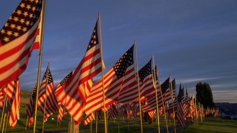 American flags on Memorial Day
