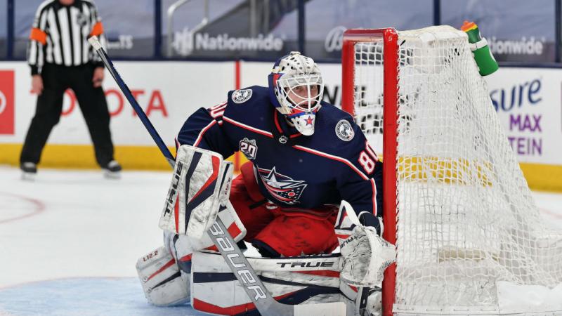 Blue Jackets goaltender Matiss Kivlenieks.