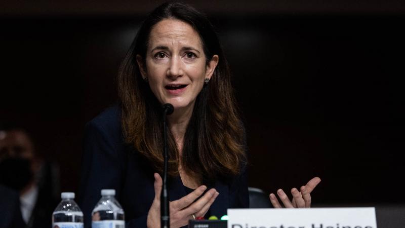 US Director of National Intelligence Avril Haines testifies on April 29, 2021, at a Senate Armed Services committee hearing on worldwide threats, in Washington, DC.