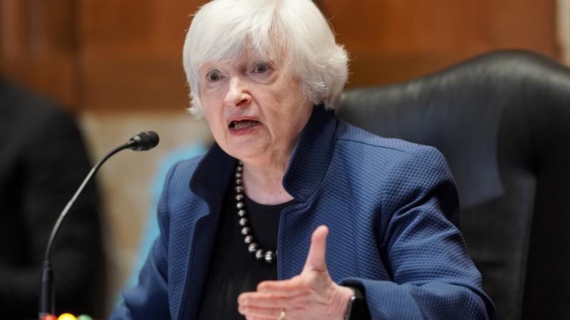 Treasury Secretary Janet Yellen answers questions during a Senate Appropriations Subcommittee hearing to examine the FY 2022 budget request for the Department of the Treasury on Capitol Hill June 23, 2021 in Washington, DC.