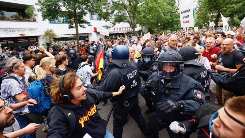 Demonstrations against the Covid-19 restrictions in Berlin, Germany on August 01, 2021