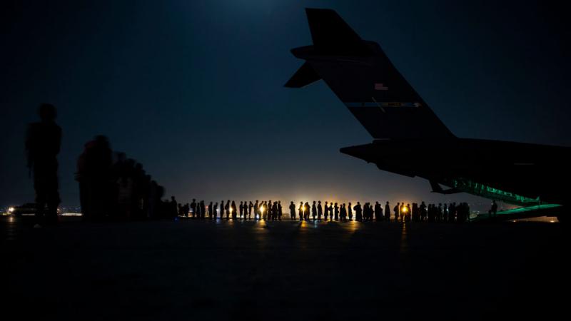 Hamid Karzai Airport in Kabul during U.S. evacuation