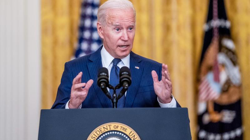 President Joe Biden delivers remarks on the evacuation of American citizens and their families, SIV applicants and their families, and vulnerable Afghans from Afghanistan, in the East Room of the White House complex on Friday, Aug. 20, 2021 in Washington, DC.