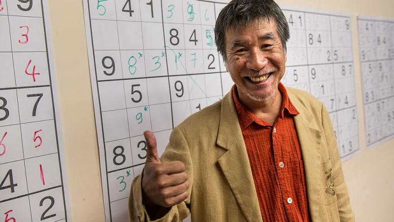 Maki Kaji, creator of Japanese puzzle, Sudoku, in 2012.