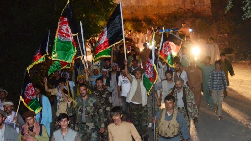 Anti-Taliban marchers in Panjshir province. 