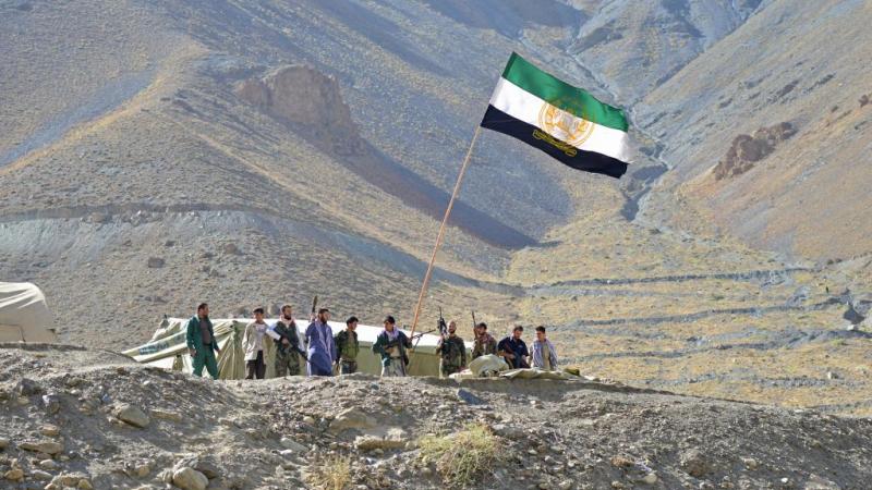 Members of the Afghan resistance at an outpost in Panjshir