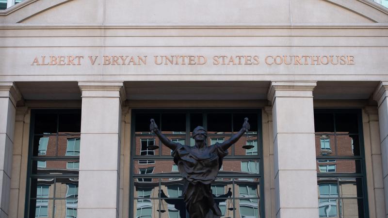 The US District Court in Alexandria, Virginia, is seen ahead of a plea hearing by Alexanda Kotey, a member of the notorious Islamic State kidnapping cell dubbed the "Beatles," where he is expected to enter a guilty plea to charges of conspiring to murder four American hostages, September 2, 2021.