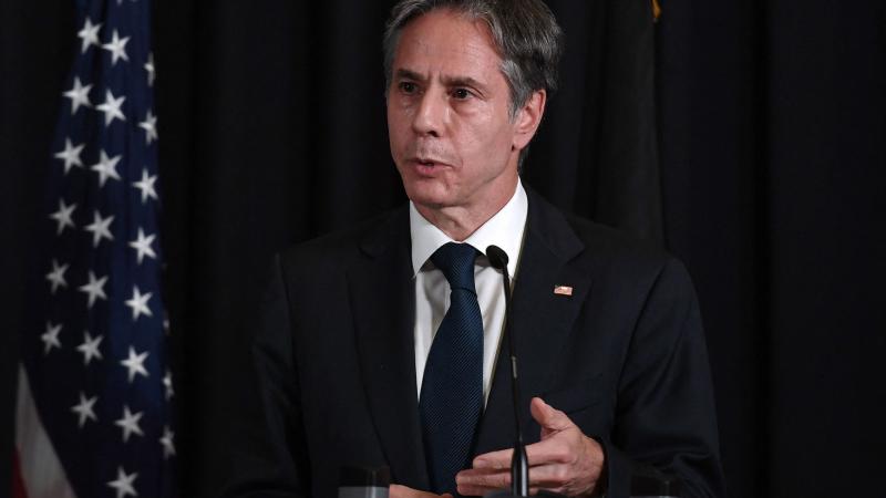 US Secretary of State Antony Blinken addresses a joint press conference with German Foreign Minister following a meeting at Ramstein Air Base in Germany on September 8, 2021.