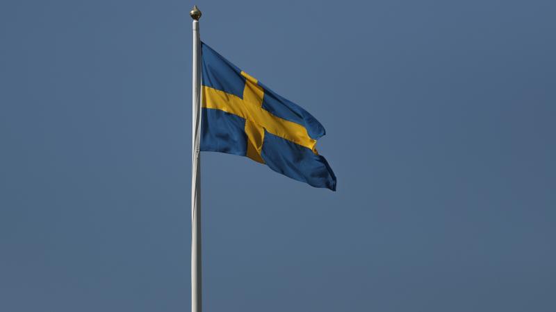 A view of a Swedish flag during Day Two of the Dormy Open at Oesterakers Golfklubb on May 20, 2021 in Akersberga, Sweden.
