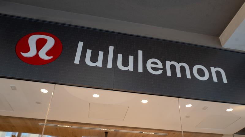 Sign on facade at Lululemon athleisure clothing store on Santana Row in the Silicon Valley, San Jose, California, December 14, 2019.