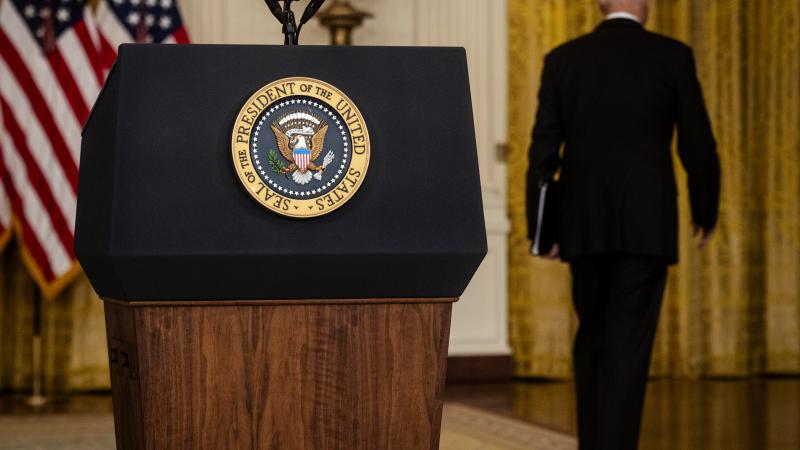 Joe Biden walks away, Washington, D.C., Aug. 16, 2021