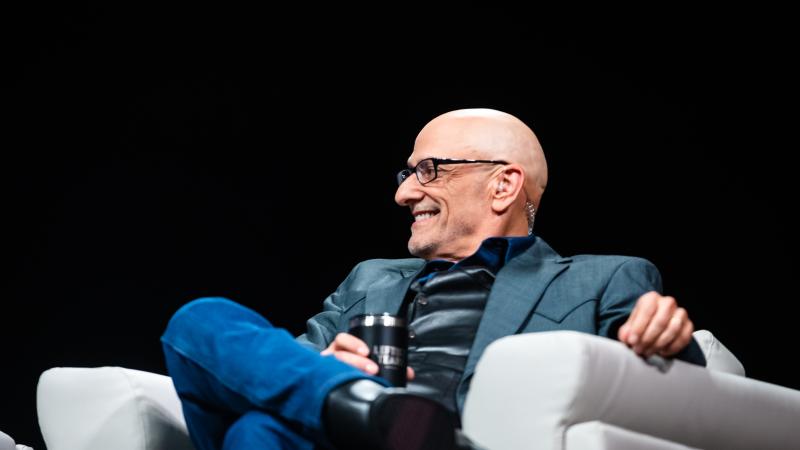 Andrew Klavan speaks at Daily Wire Presents Backstage Live at Ryman Auditorium on October 12, 2021 in Nashville, Tennessee.