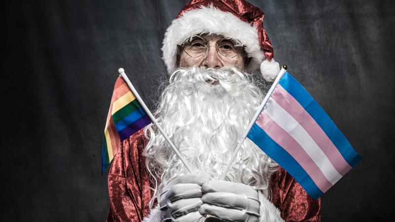 Santa, LGBTQ flags