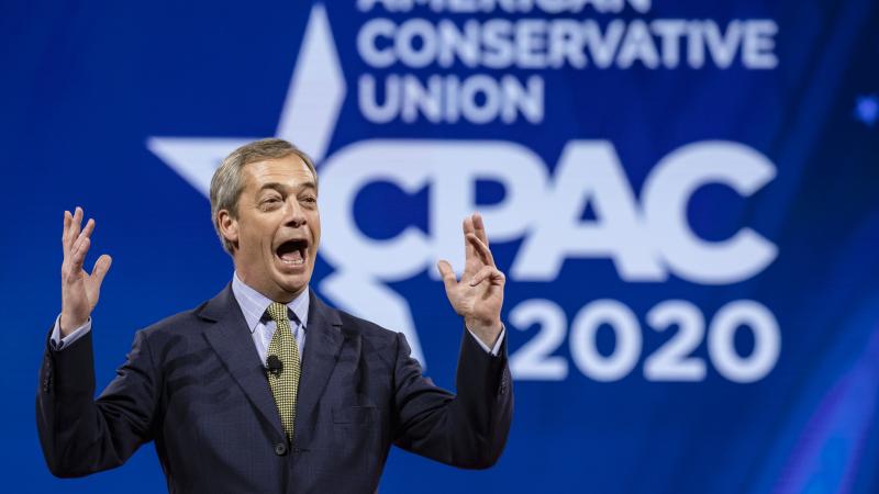 Nigel Farage, British politician and leader of the Brexit Party, speaks at the Conservative Political Action Conference 2020 (CPAC) hosted by the American Conservative Union on February 28, 2020 in National Harbor, MD.