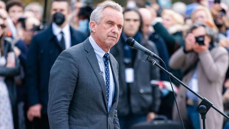 Robert F. Kennedy Jr. attends the No Green Pass protest at Arco Della Pace